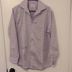 Calvin Klein Men's Regular Fit Light Purple Dress Shirt Neck Size 15